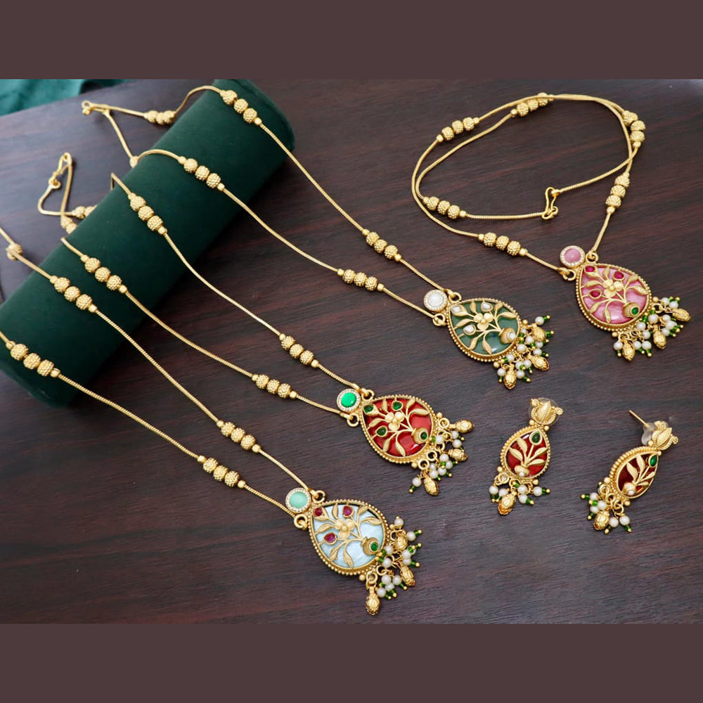 Kavita Art Heritage Pota Stone And Pearl Necklace Set