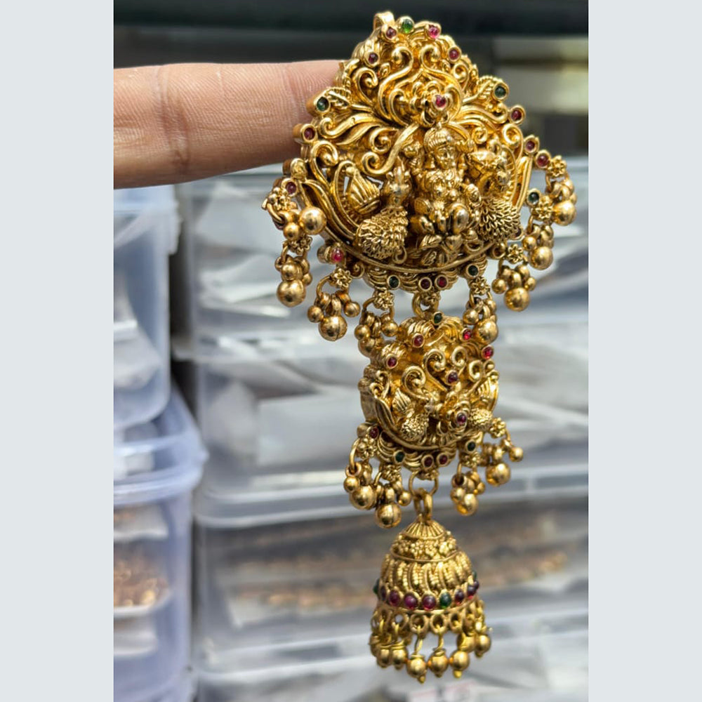 Kavita Art Designer Pota Stone And Temple Pearl Jhumki Earrings