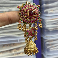 Kavita Art Designer Pota Stone And Pearl Jhumki Earrings