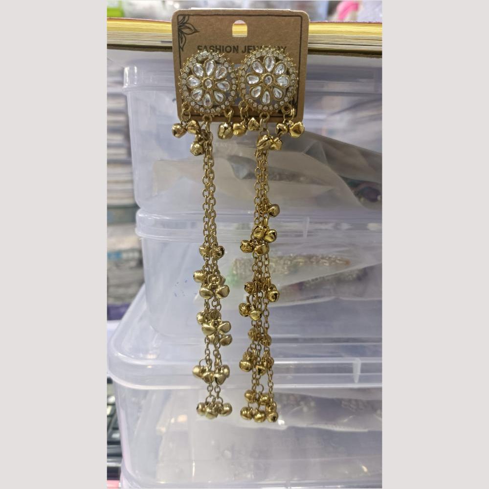 Kavita Arts Royal Pota Stone Kashmiri Ghungroo Dangler Earrings