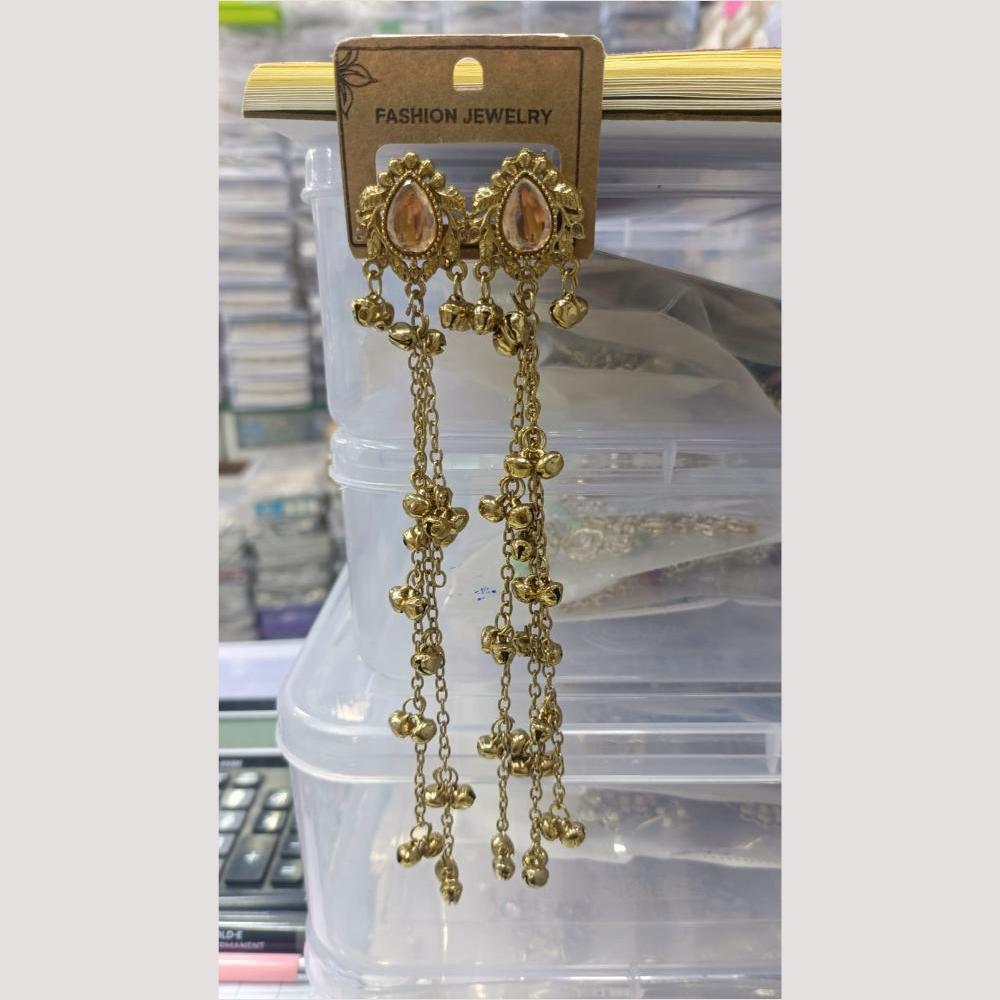 Kavita Arts Royal Pota Stone Kashmiri Ghungroo Dangler Earrings