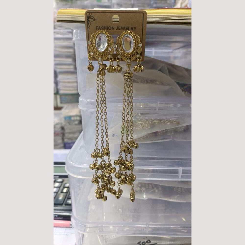 Kavita Arts Royal Pota Stone Kashmiri Ghungroo Dangler Earrings