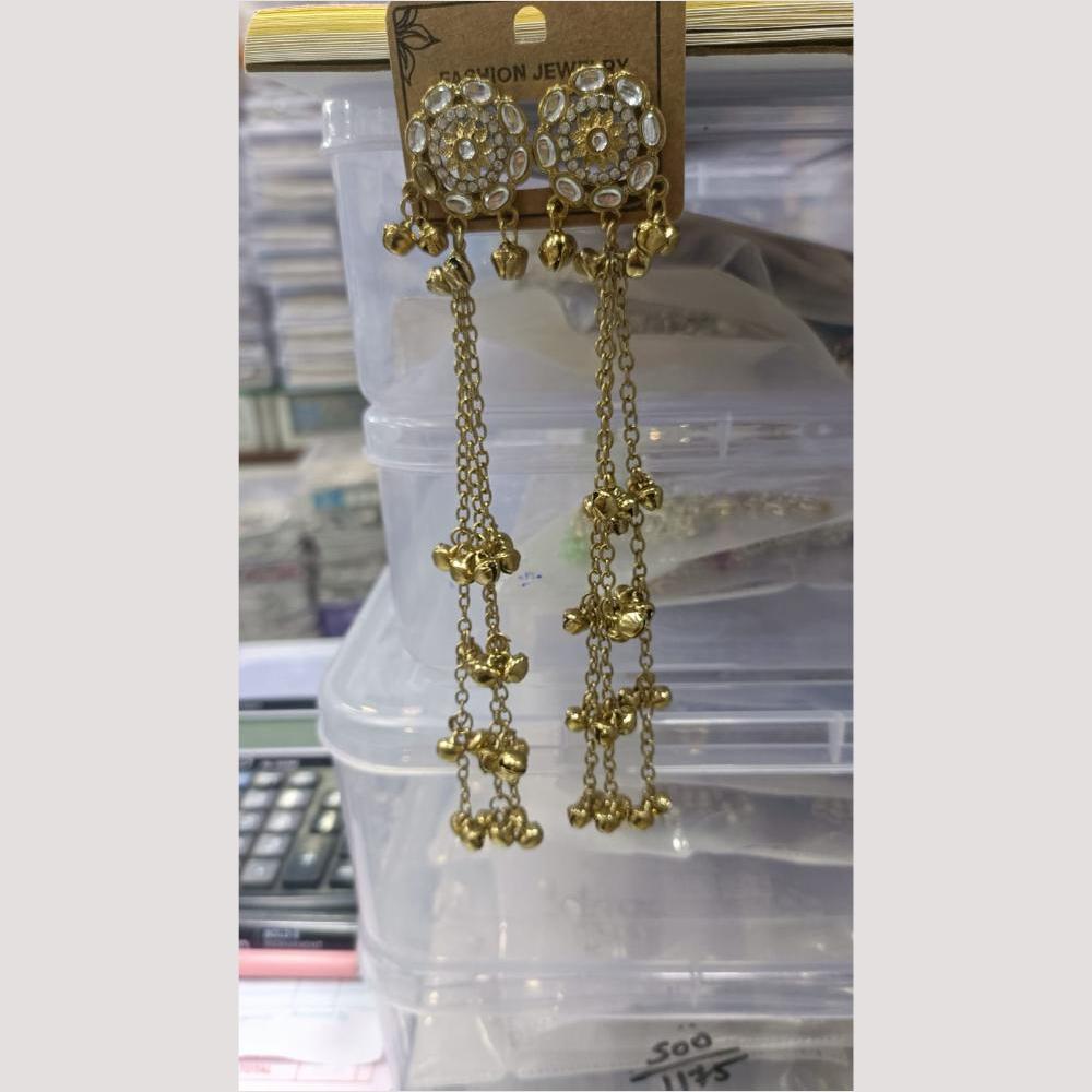 Kavita Arts Royal Pota Stone Kashmiri Ghungroo Dangler Earrings