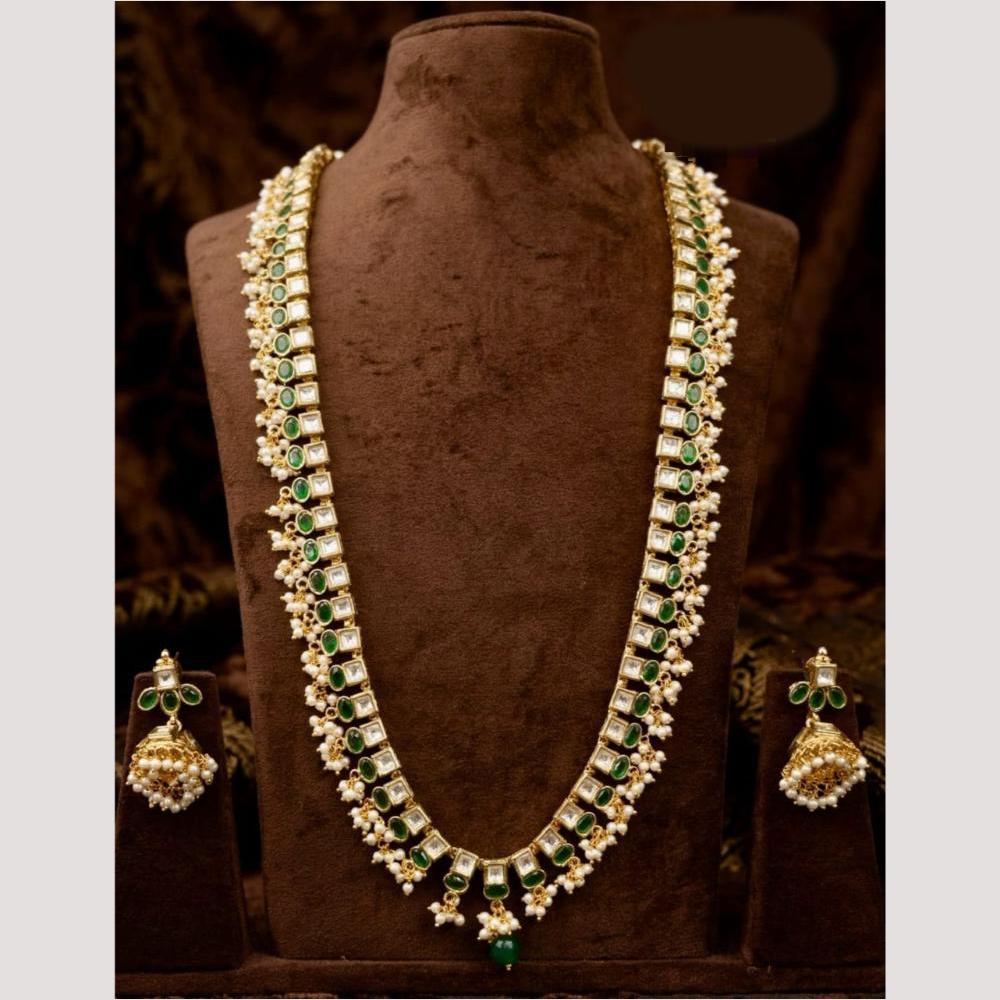 Kavita Art Premium Polki Kundan Pota Stone And Beads Long Necklace Set