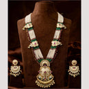 Kavita Art Premium  Pota Stone And Pearl Long Necklace Set