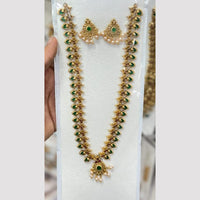 Kavita Art Premium  Pota Stone And Pearl Long Necklace Set