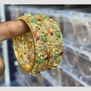 Kavita Art Sparkling Shine Pota Stone And Meenakari Bangles Set