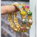 Kavita Art Sparkling Shine Pota Stone And Meenakari Bangles Set