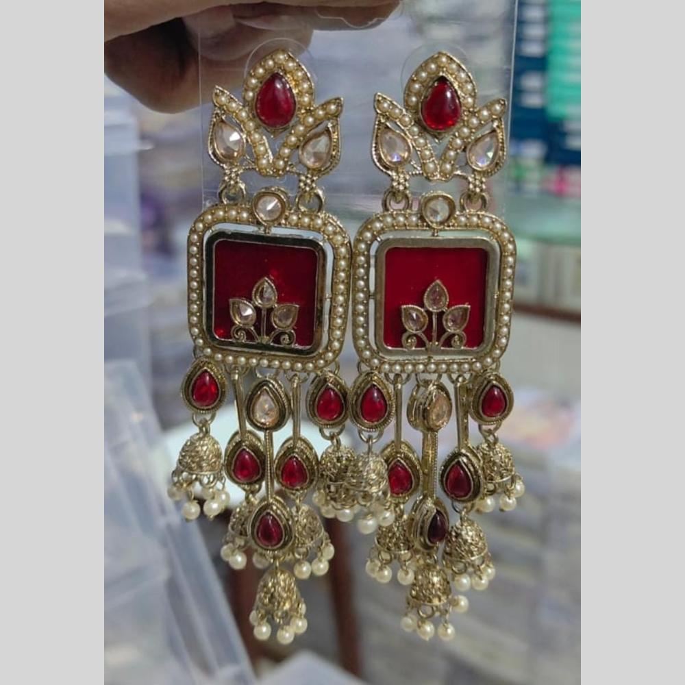 Kavita Art Designer Pota Stone And Pearl Jhumki Earrings