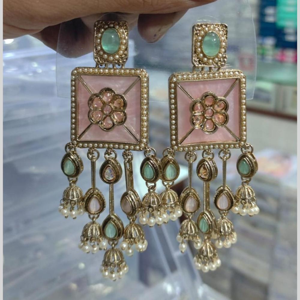 Kavita Art Designer Pota Stone And Pearl Jhumki Earrings