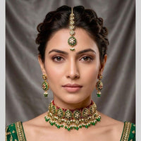 Kavita Art Glamorous Austrian Stone And Pota Stone Pearl Choker Necklace Set