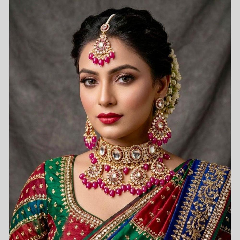 Kavita Art Traditional Kundan Stone And Beaded Choker Necklace Set