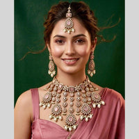 Kavita Art Classic Ethnic Pota Stone Pearl And Beaded Choker Necklace Set