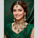 Kavita Art Classic Ethnic Pota Stone Pearl And Beaded Choker Necklace Set
