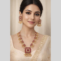 Kavita Art Classic Ethnic Pota Stone And Pearl Necklace Set