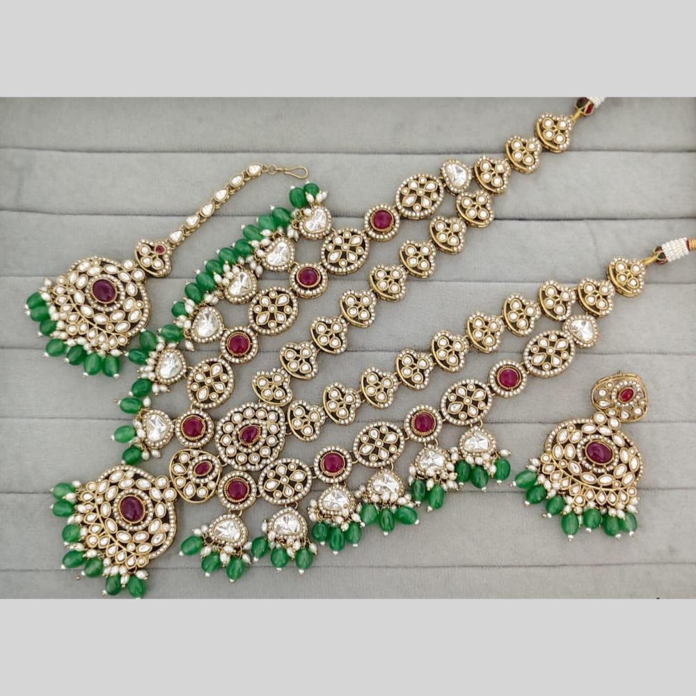 Kavita Art Classic Ethnic Pota Stone And Pearl Long Necklace Set