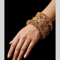 Kavita Art Sparkling Shine Pota Stone And Pearl Bangles Set