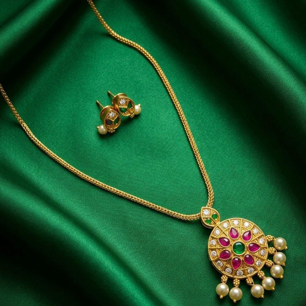 Kavita Art Classic Ethnic Pota Stone And Pearl Necklace Set