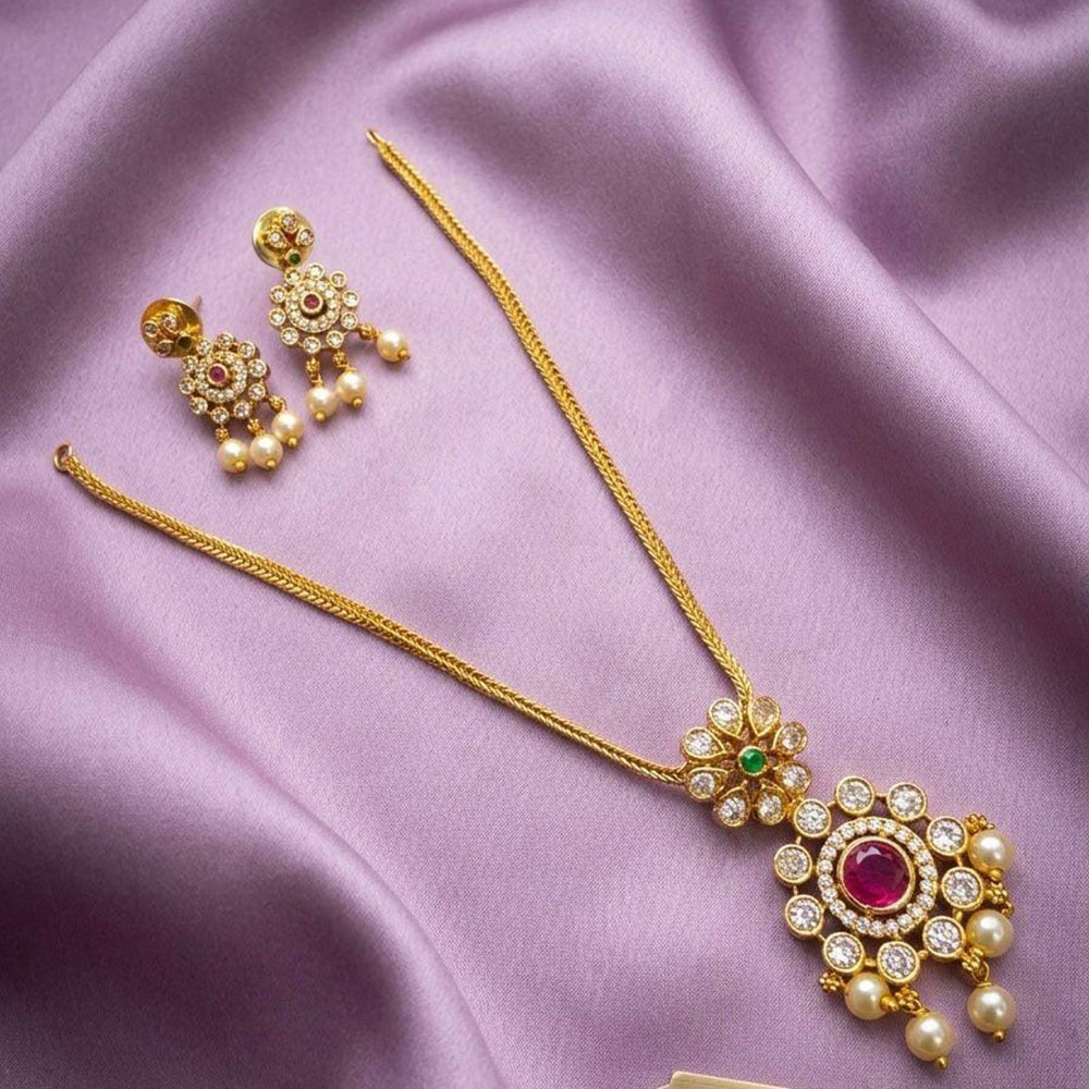 Kavita Art Classic Ethnic Pota Stone And Pearl Necklace Set