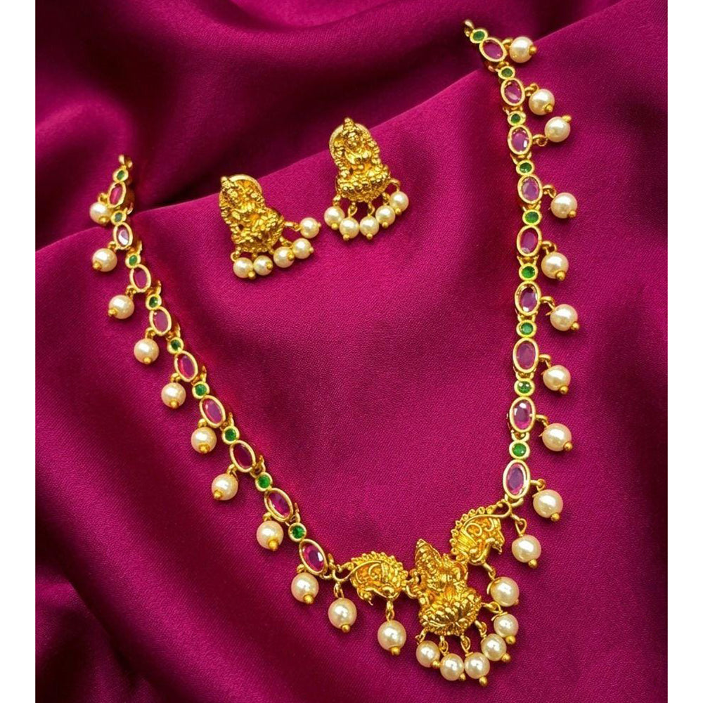 Kavita Art Classic Ethnic Pota Stone And Pearl Necklace Set
