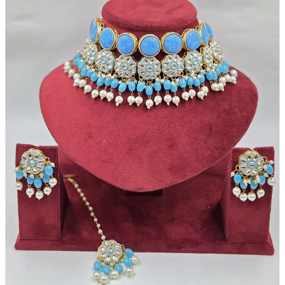 Kavita Art Classic Kundan Stone And Beads Choker Necklace Set