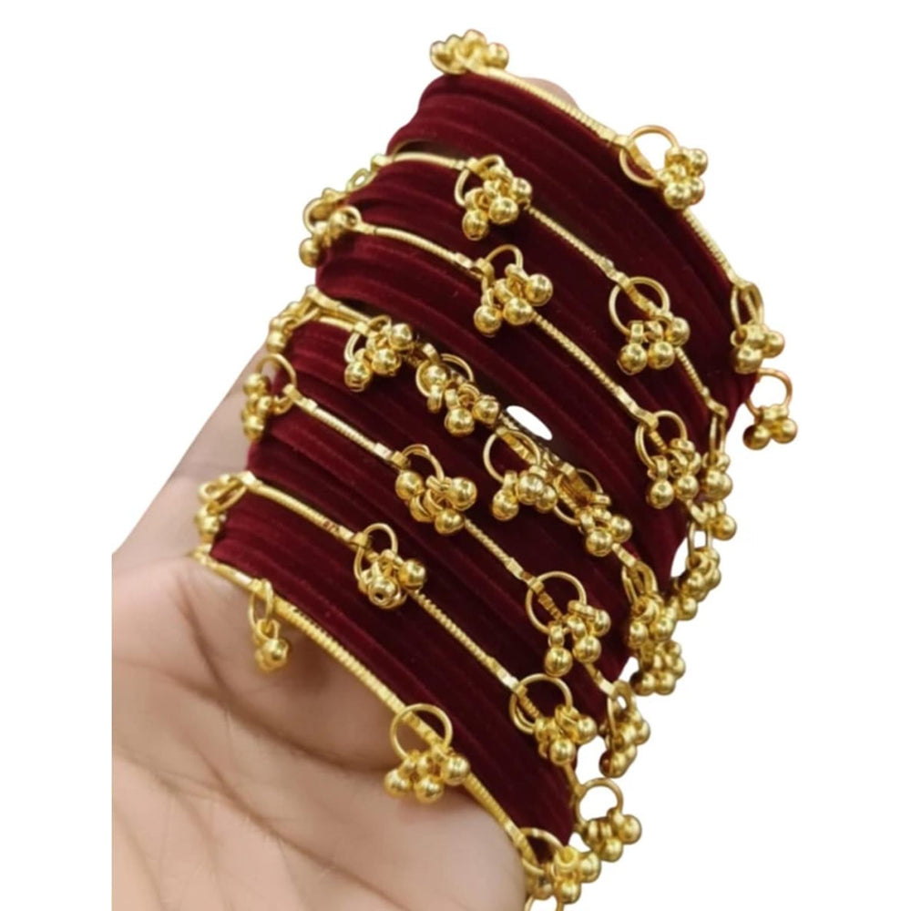 Kavita Art Royal Velvet Ghungroo Kashmiri Bangles Set
