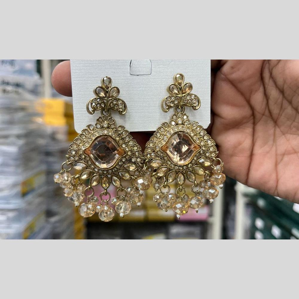 Kavita Art Glam Crystal Stone And Beads Statement Dangler Earrings