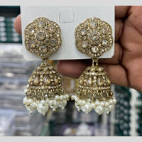 Kavita Art Designer Crystal Stone And Pearl Jhumki Earrings
