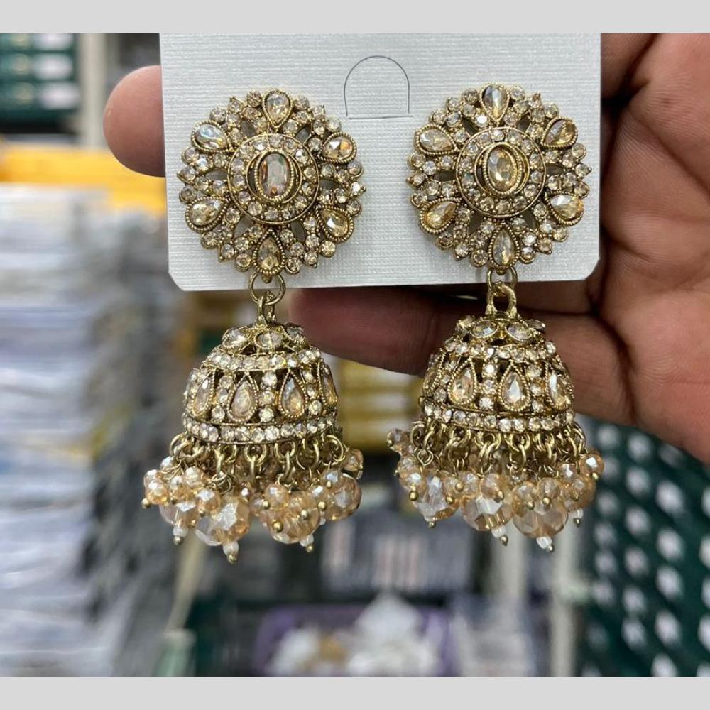 Kavita Art Designer Crystal Stone And Pearl Jhumki Earrings
