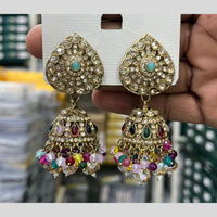 Kavita Art Designer Crystal Stone And Pearl Jhumki Earrings