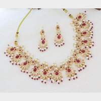 Kavita Art Elegant Crystal Stone Pearl Necklace Jewellery Set