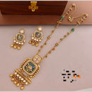 Kavita Art Elegant Pota Stone And Pearl Long Necklace Jewellery Set