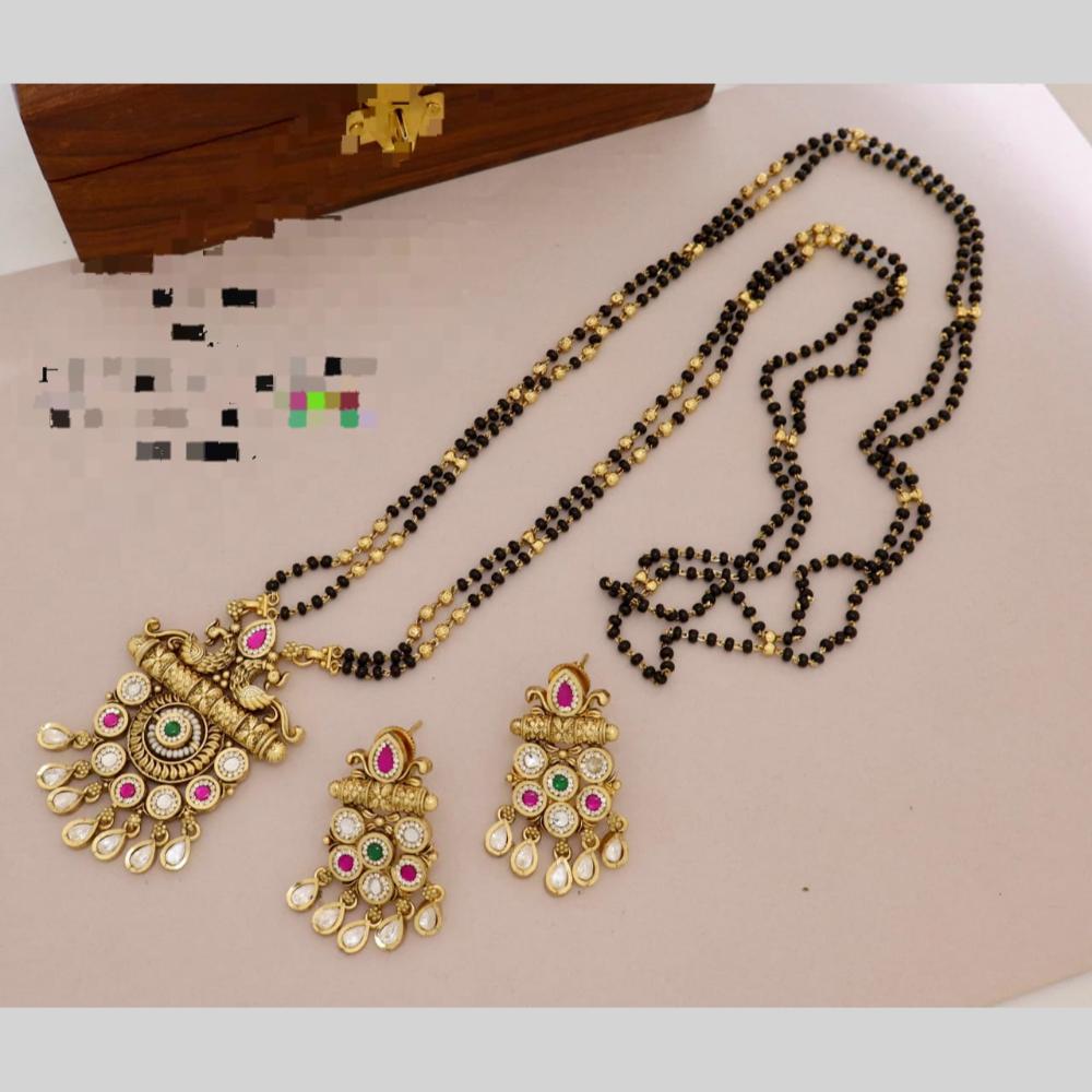 Kavita Art Traditional Pota Stone Black Beads Long Mangalsutra