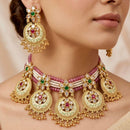 Kavita Art Royal Pota Stone Pearl And Beads Meenakari Necklace Set