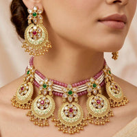 Kavita Art Royal Pota Stone Pearl And Beads Meenakari Necklace Set