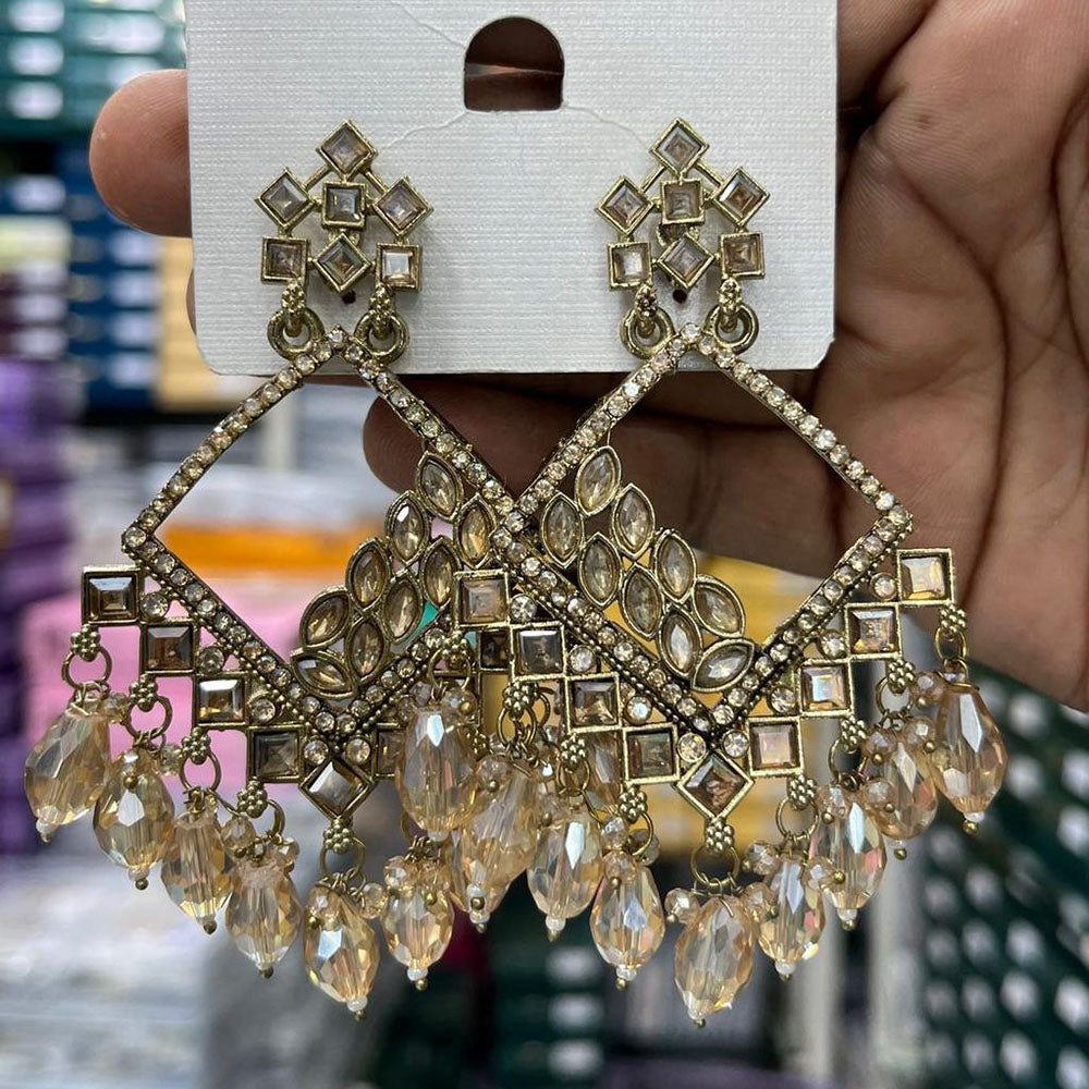 Kavita Art Designer Crystal Stone And Beads Dangler Earrings