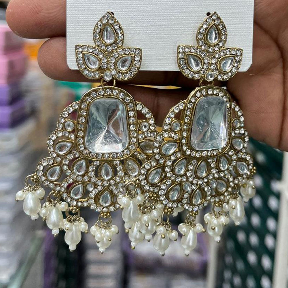 Kavita Art Designer Kundan Stone And Beads Dangler Earrings