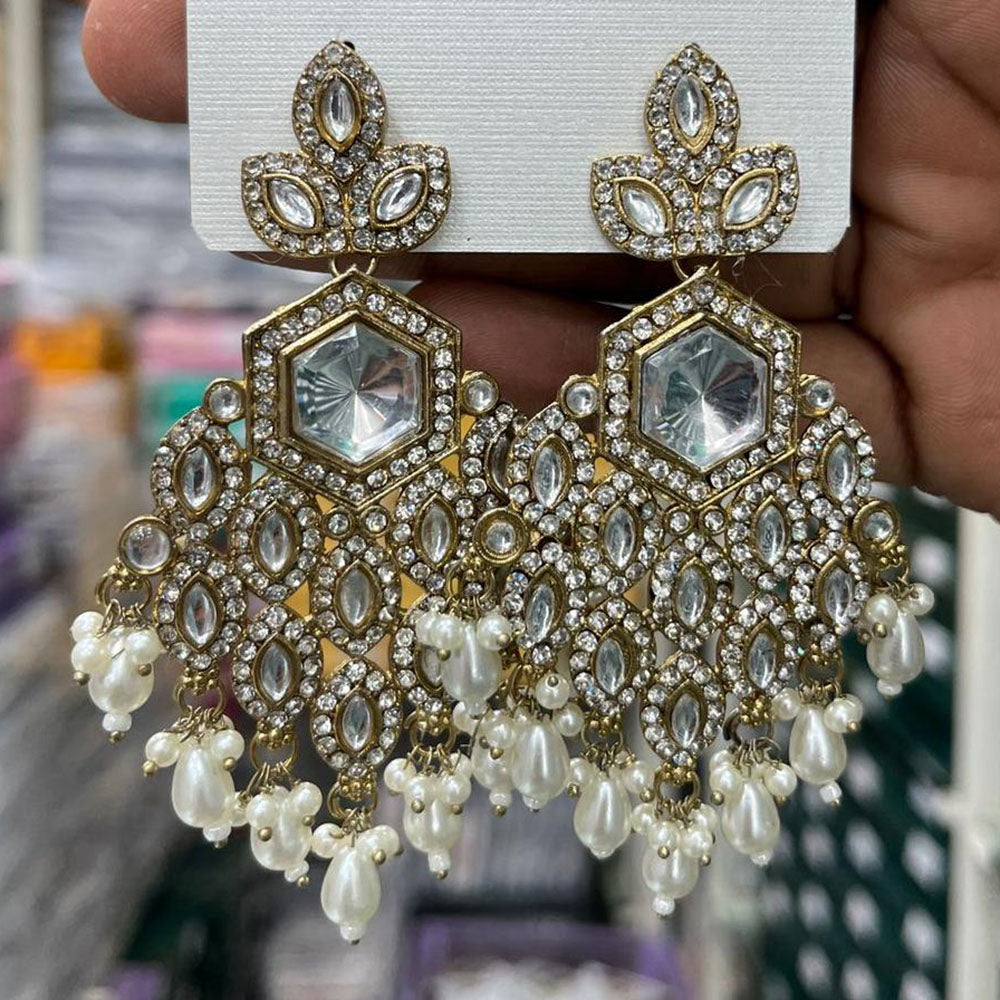 Kavita Art Designer Kundan Stone And Beads Dangler Earrings