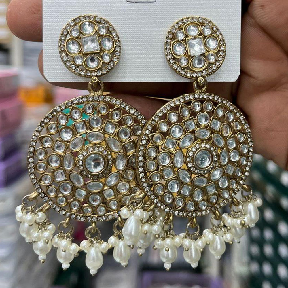 Kavita Art Designer Kundan Stone And Beads Dangler Earrings