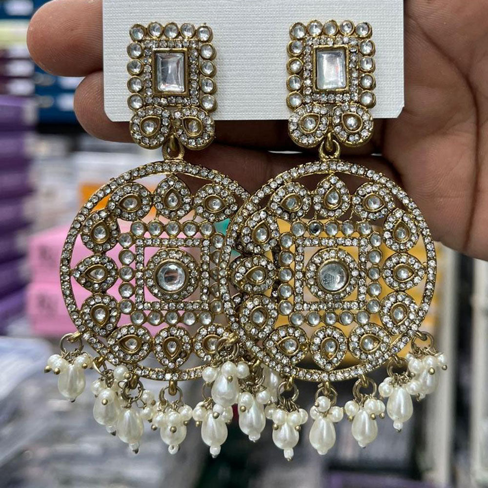 Kavita Art Designer Kundan Stone And Beads Dangler Earrings