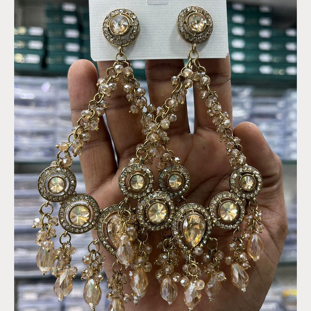 Kavita Art Designer Crystal Stone And Beads Dangler Earrings