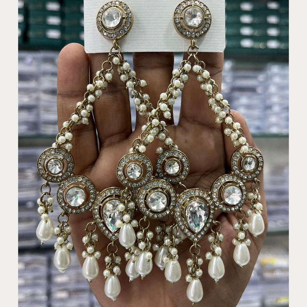 Kavita Art Designer Crystal Stone And Beads Dangler Earrings