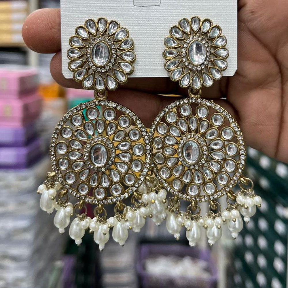 Kavita Art Designer Kundan Stone And Beads Dangler Earrings