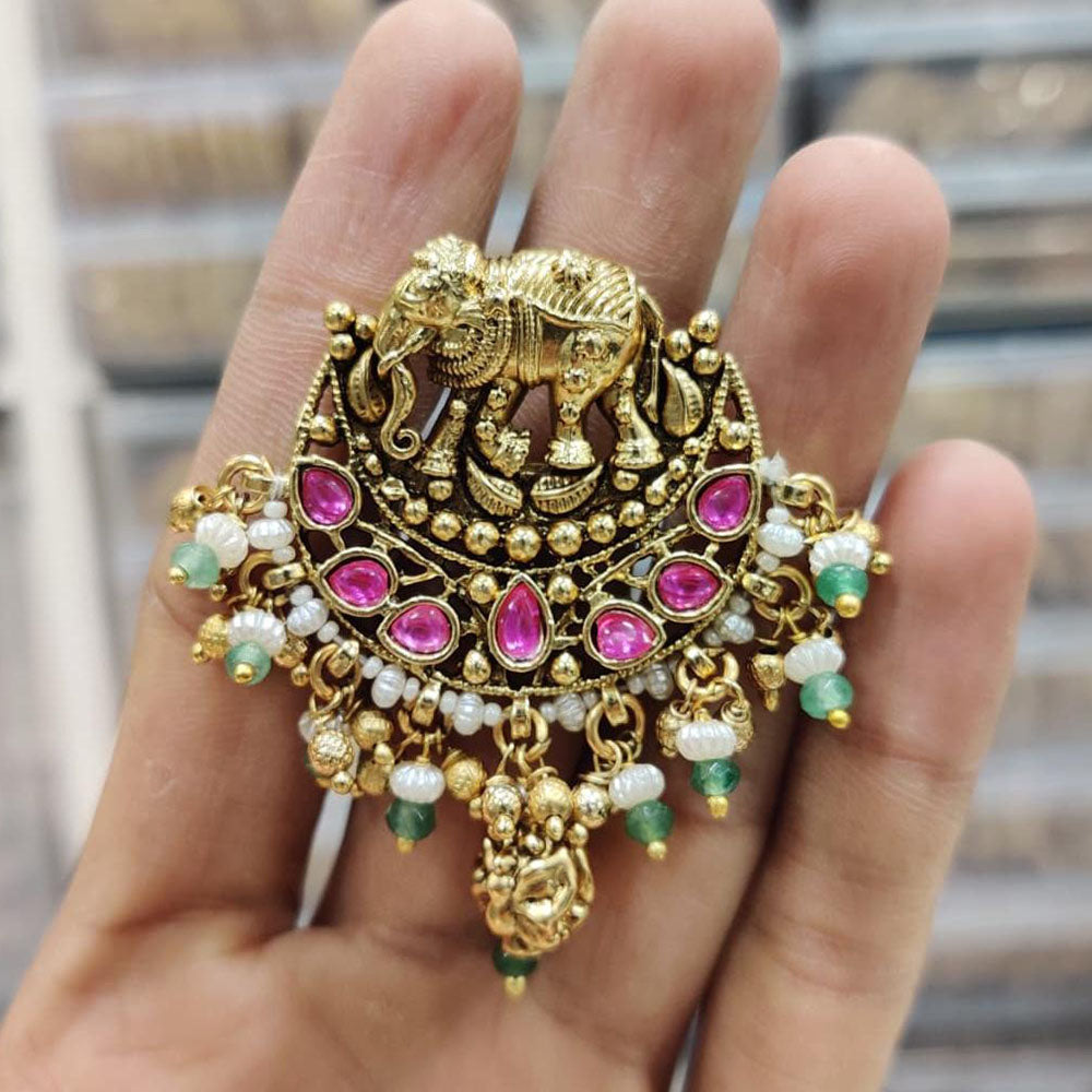 Kavita Art Glamorous Pota And Pearl Statement Ring