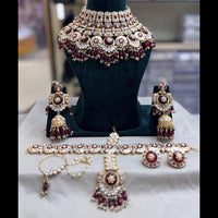 Kavita Art Kundan Stone And Meenakari Semi Bridal Necklace Set with Beads