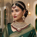 Kavita Art Kundan Stone And Meenakari Semi Bridal Necklace Set with Beads