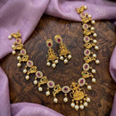 Kavita Art Premium Austrian & Pota Stone Temple Long Necklace Set
