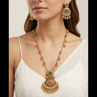 Kavita Art Elegant Pota Stone And Pearl Long Necklace Jewellery Set
