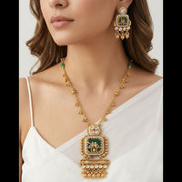 Kavita Art Elegant Pota Stone And Pearl Long Necklace Jewellery Set
