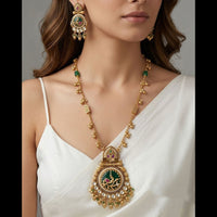 Kavita Art Elegant Pota Stone And Pearl Long Necklace Jewellery Set